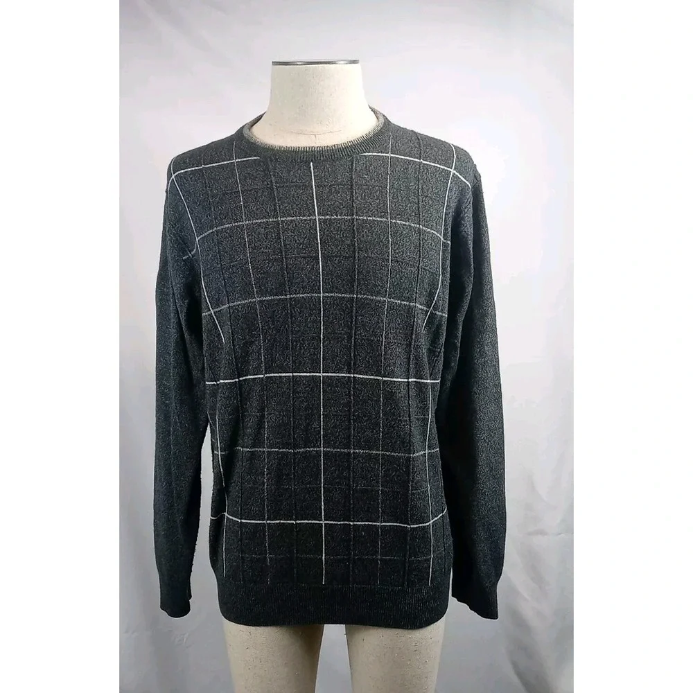 Vintage Dockers Sweater Men's Size Large Dark Gray Light Weight Sweater Pullover